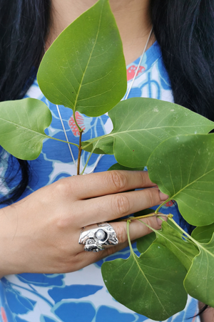 DUALITÉ PERLÉE, bague large en argent sterling et perle d'eau douce