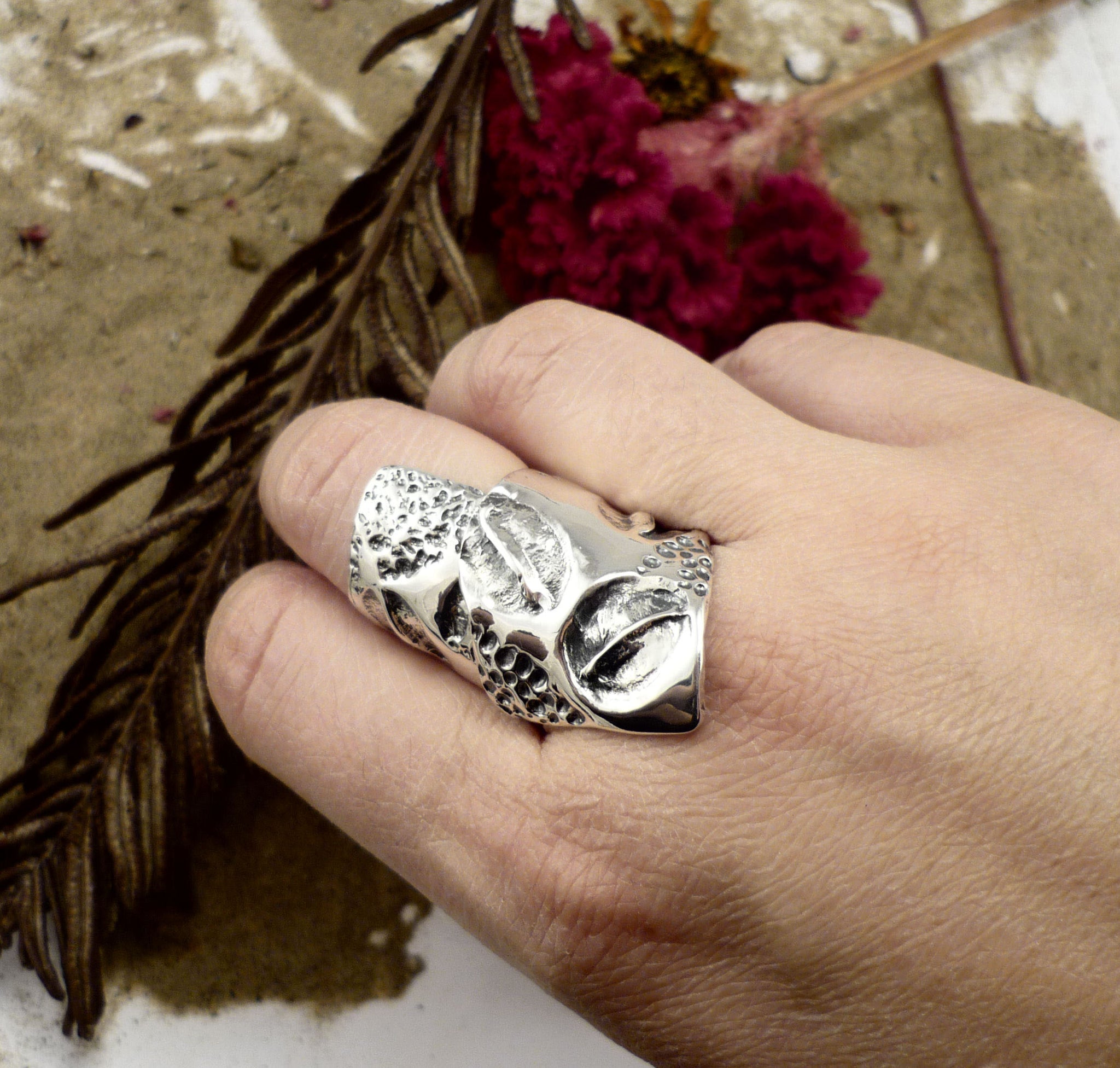 Bague Large En Argent Sterling 925 - Unisexe, Faite Main, Empilable, Fabriquée En Inde