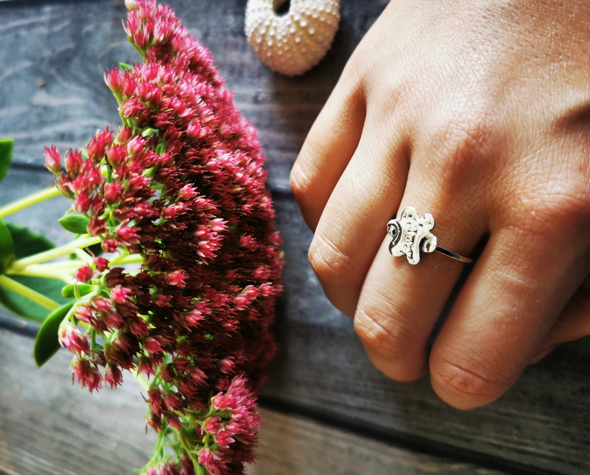 Marguerite, bague fleur en argent sterling délicate