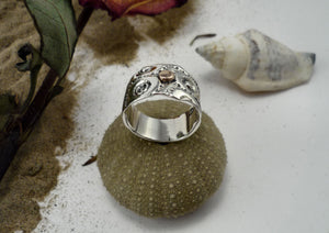 SEA URCHIN IMPRINT RING, wide ring with an original texture made from a sea urchin shell cast