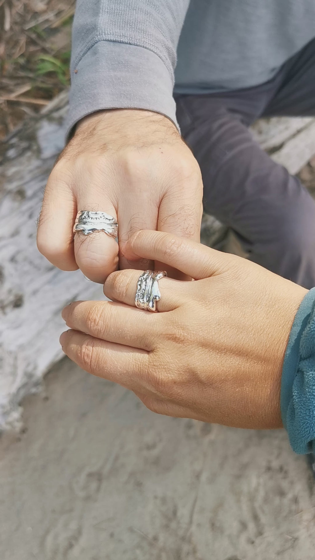 Bague de mariage en argent sterling - bague unisexe - inspiration bord de mer - fait au Québec Canada 