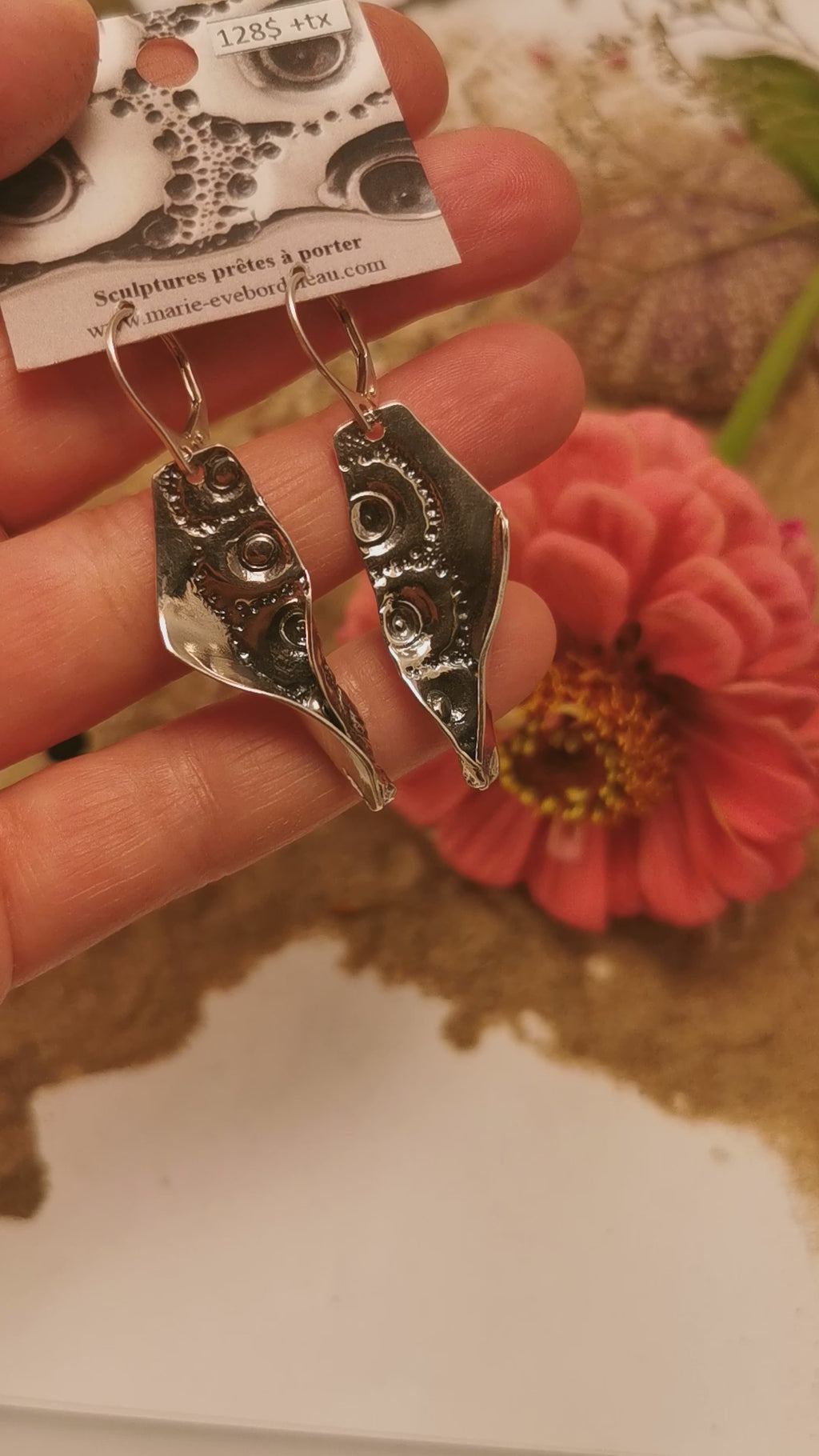 boucles d'oreille unique argent sterling