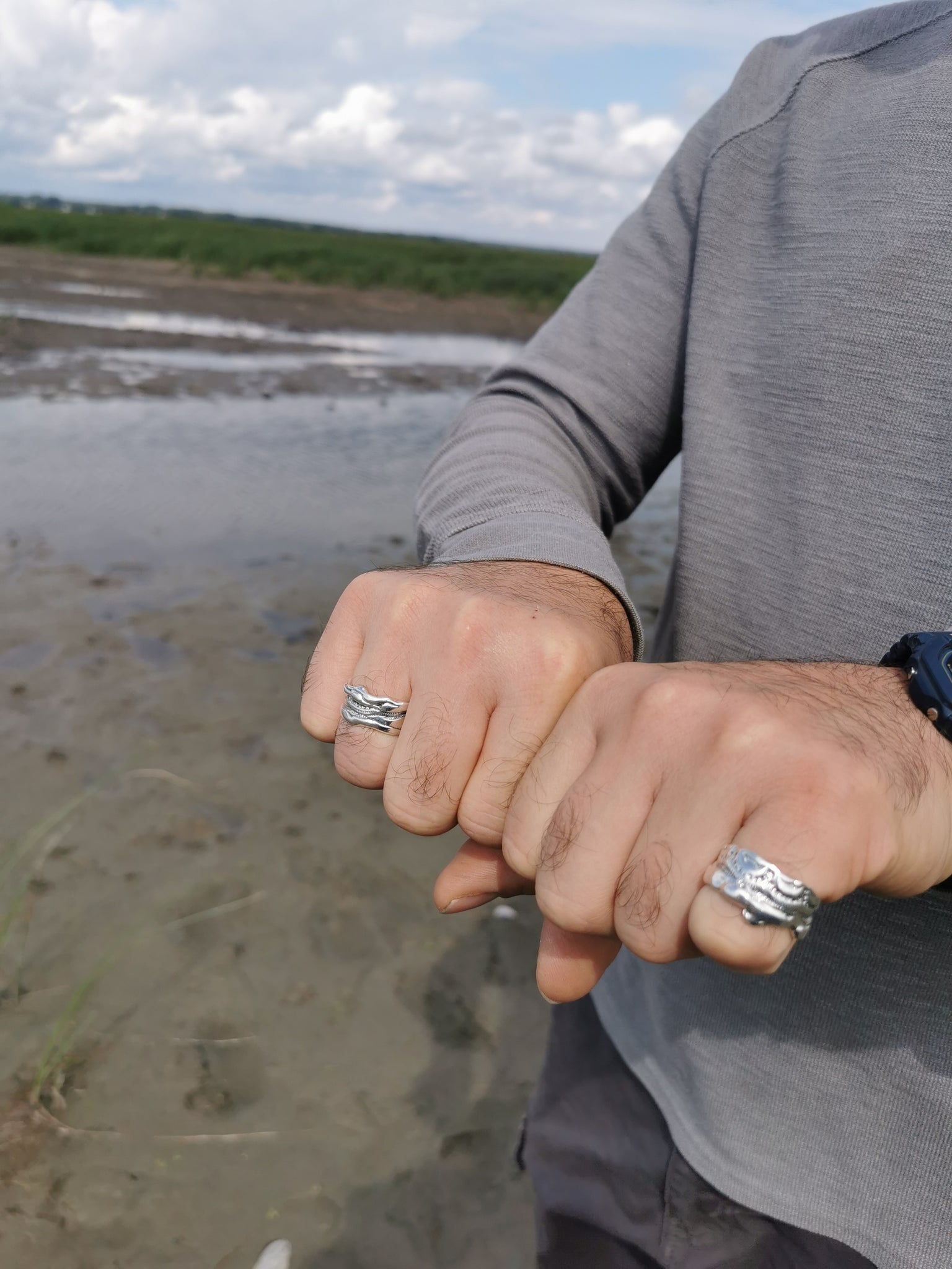 Bague homme argent sterling - bague inspiration bord de mer - bague homme fait au Québec Canada 