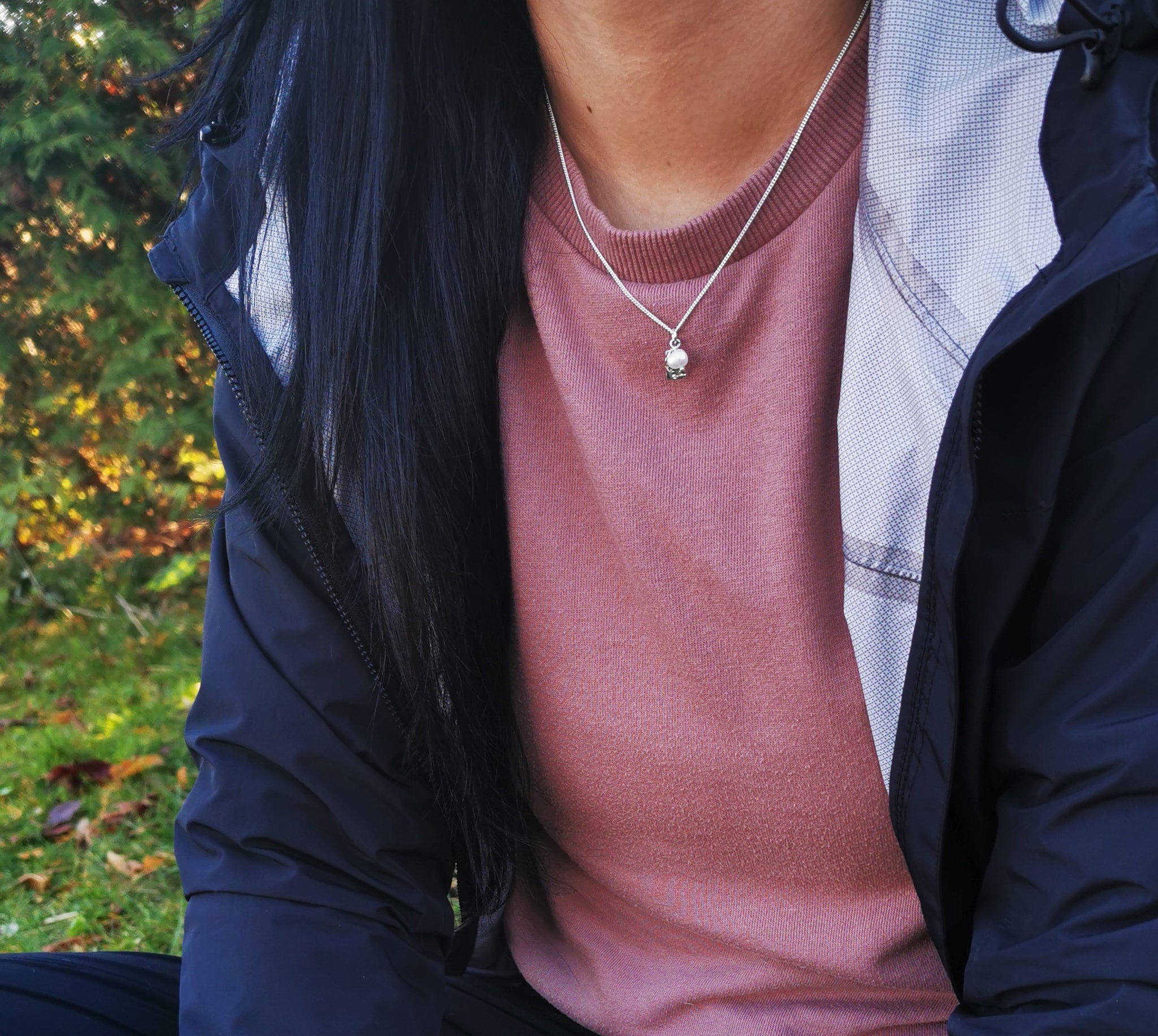 DENTELLE PERLÉE, pendentif en argent sterling et perle d'eau douce pendante