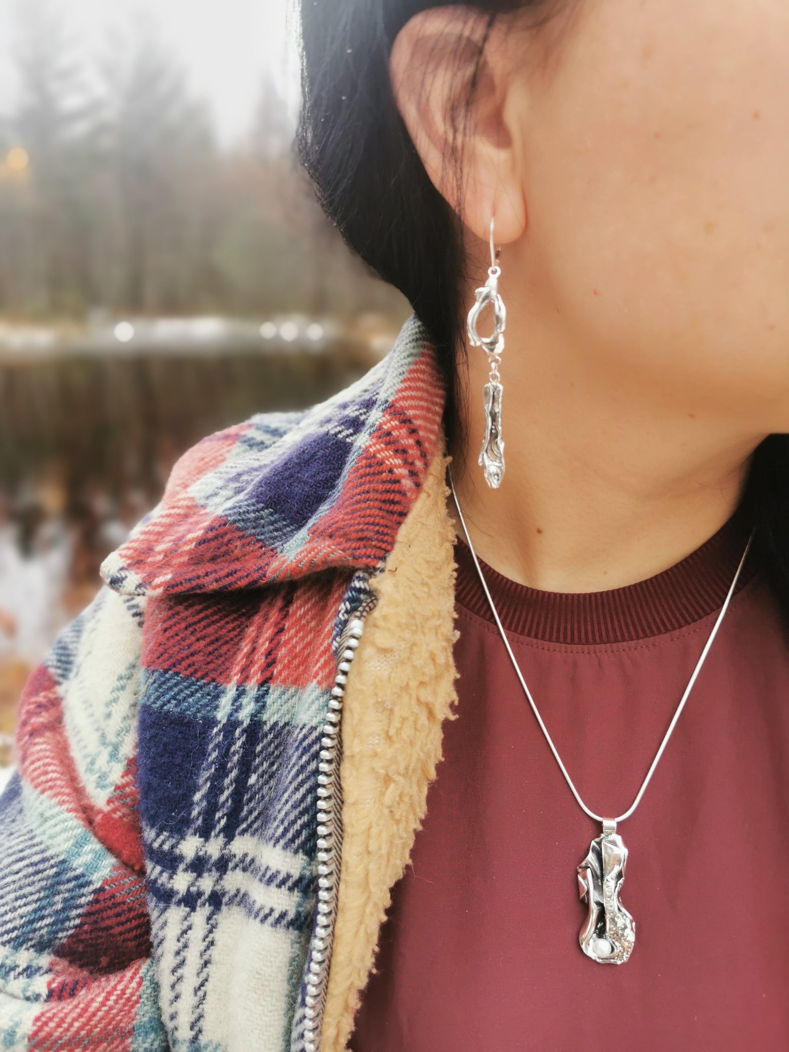 Vague de bonheur, boucles d'oreilles longues en argent sterling - inspiration bord de mer