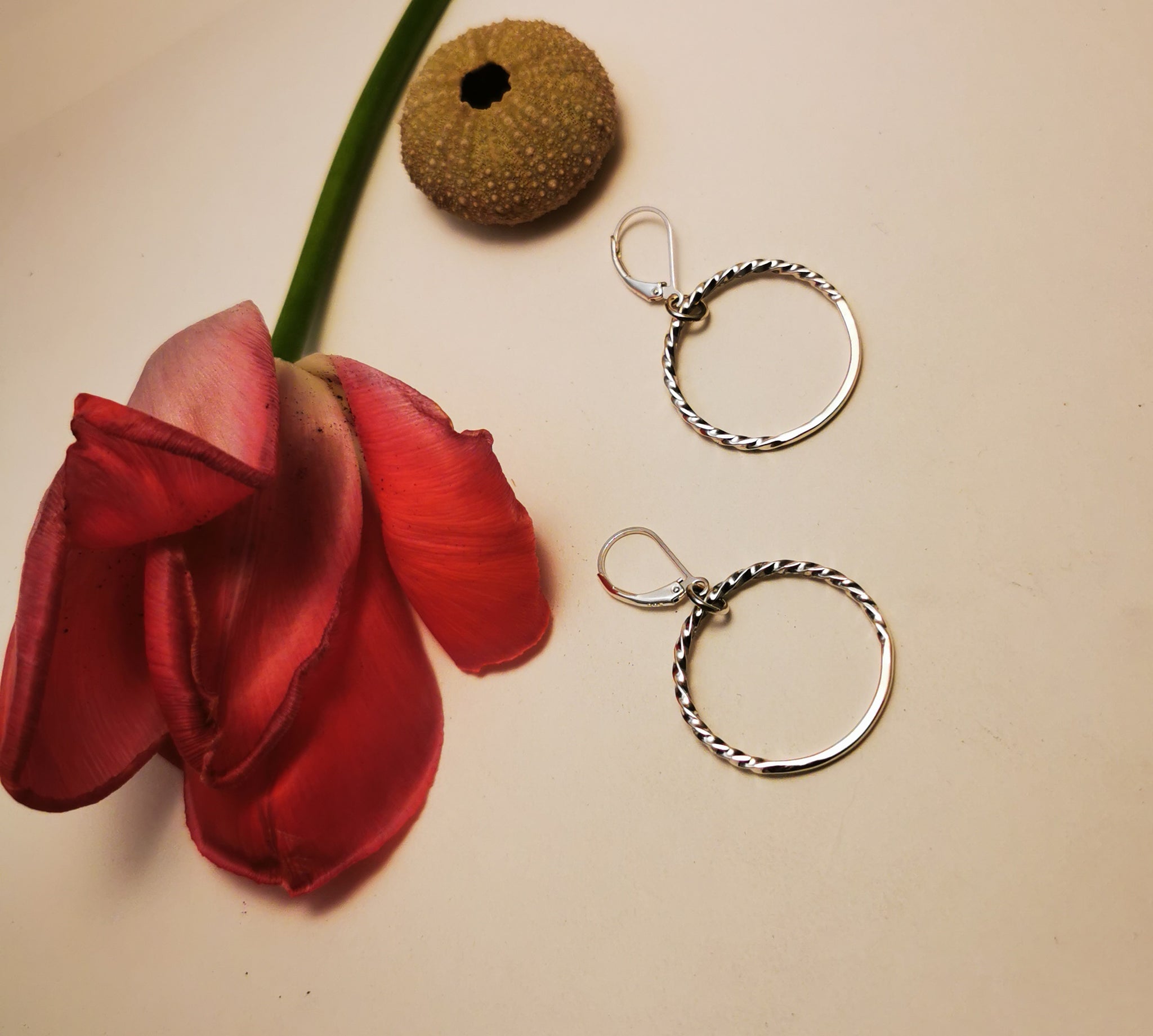 MEDIUM NEW MOON, dangling hoop earrings