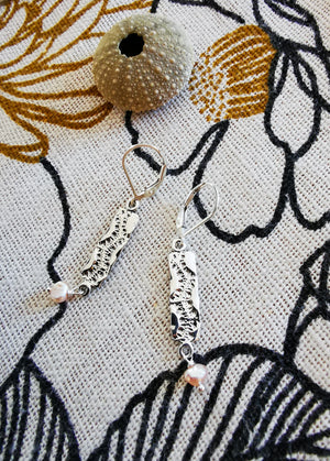PINK PEARLED LACE, sterling silver and pink freshwater pearl earrings