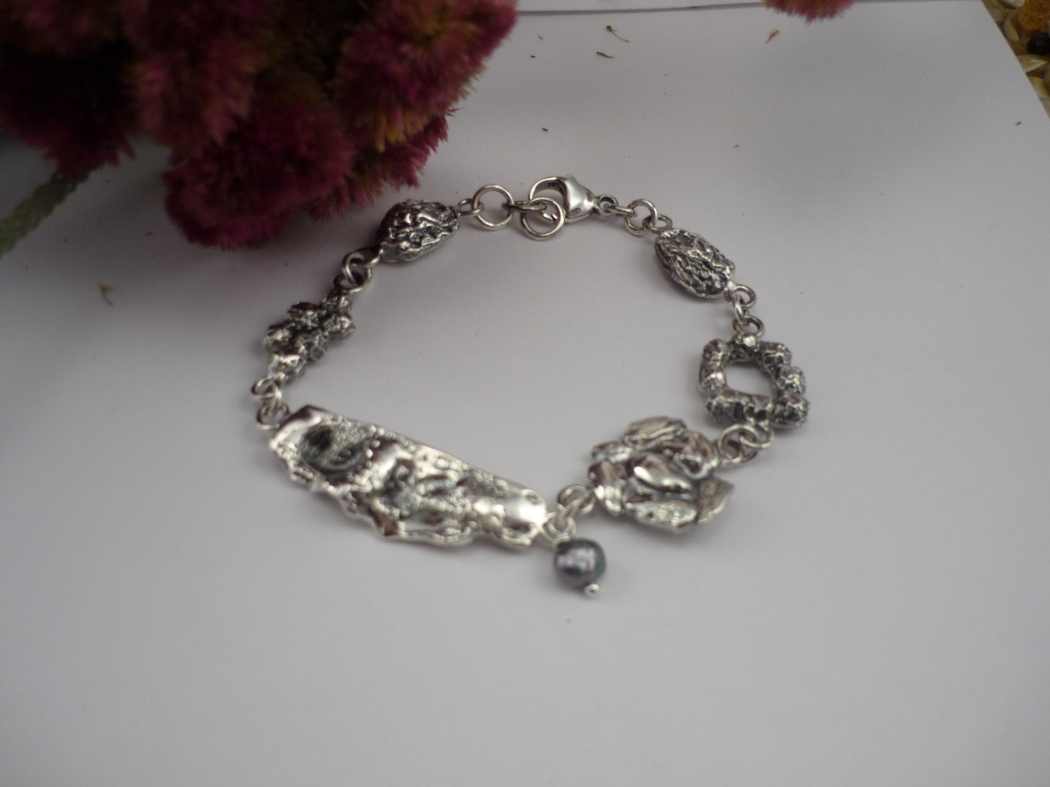 MAJESTIC MORNING, sterling silver bracelet with a creative texture designed from a slice of crispy bacon and more!