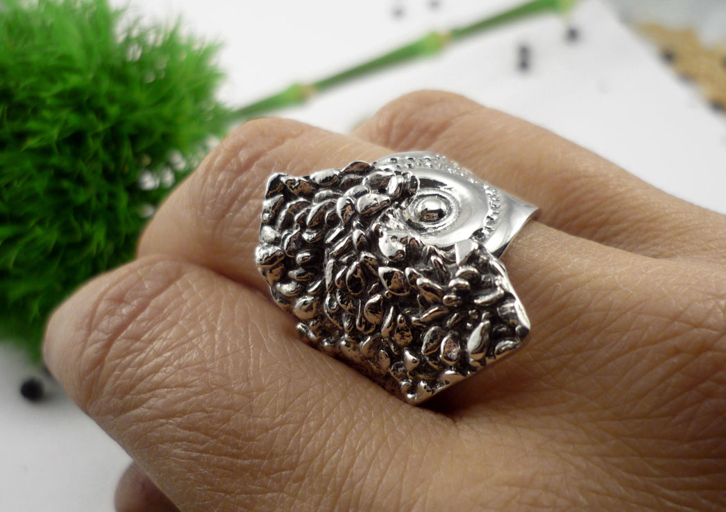 OCÉANE, sterling silver ring=Sesame seeds + sea urchin shell