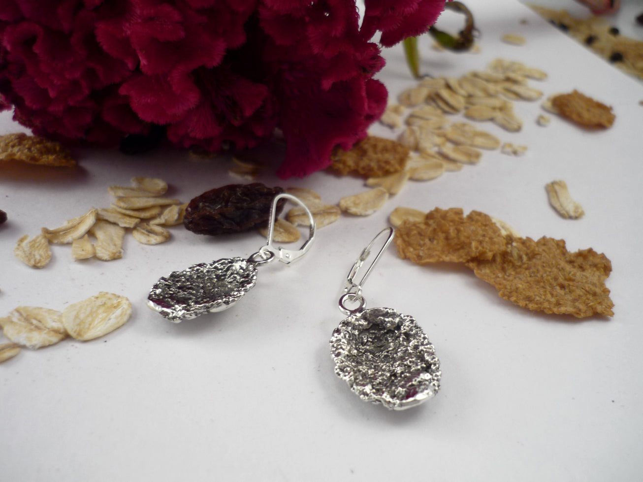 EARLY RISER DANGLE EARRINGS, original earrings made from a mold of a real breakfast cereal