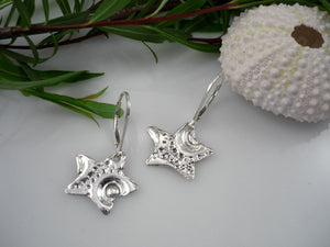 TO EACH HIS OWN STAR, star earrings with a sea urchin print