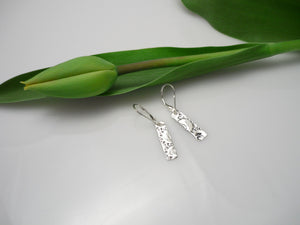 GREAT DREAMER, light sterling silver earrings, handmade in Canada with a sea urchin shell imprint,
