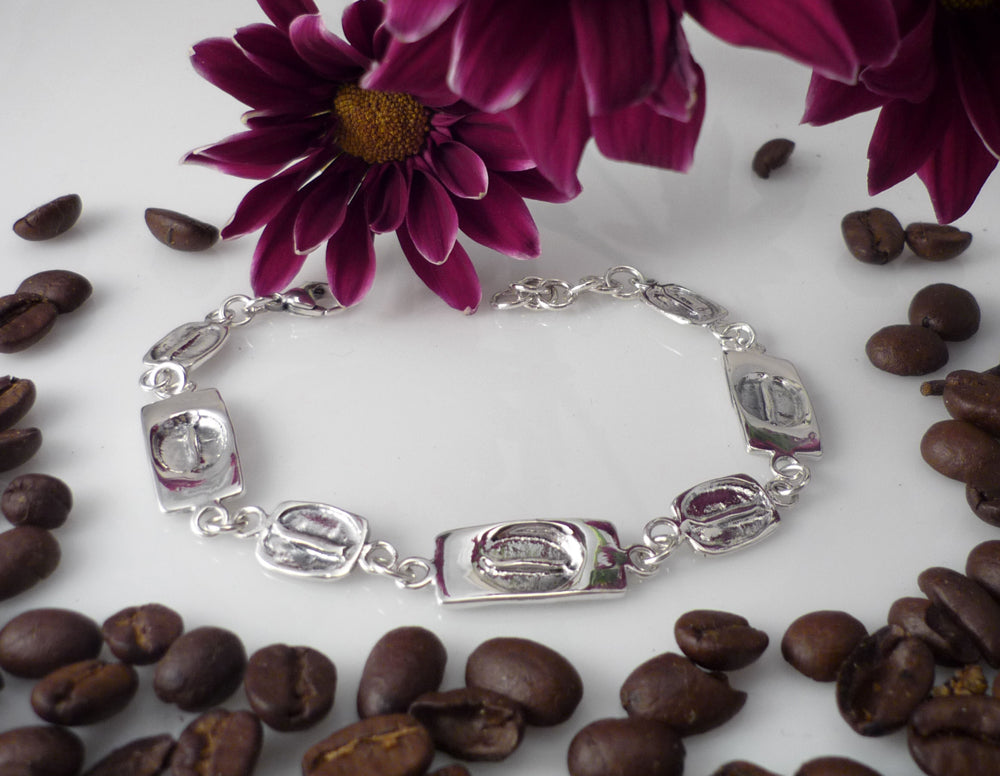 SHORT and LONG ESPRESSO, sterling silver bracelet with coffee imprint!