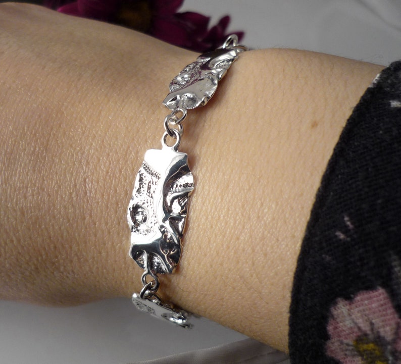 LAND AND SEA, sterling silver bracelet with coffee and sea urchin prints!