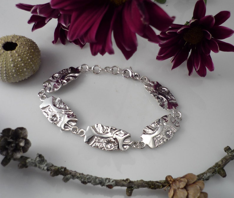LAND AND SEA, sterling silver bracelet with coffee and sea urchin prints!