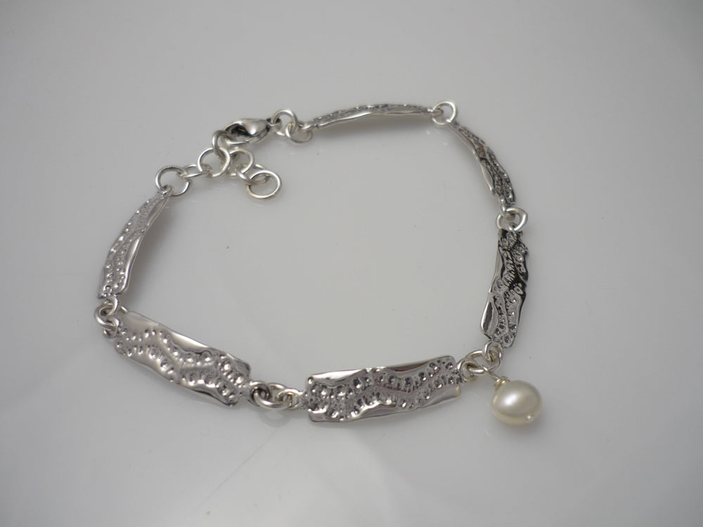 handcrafted lace link sterling silver bracelet