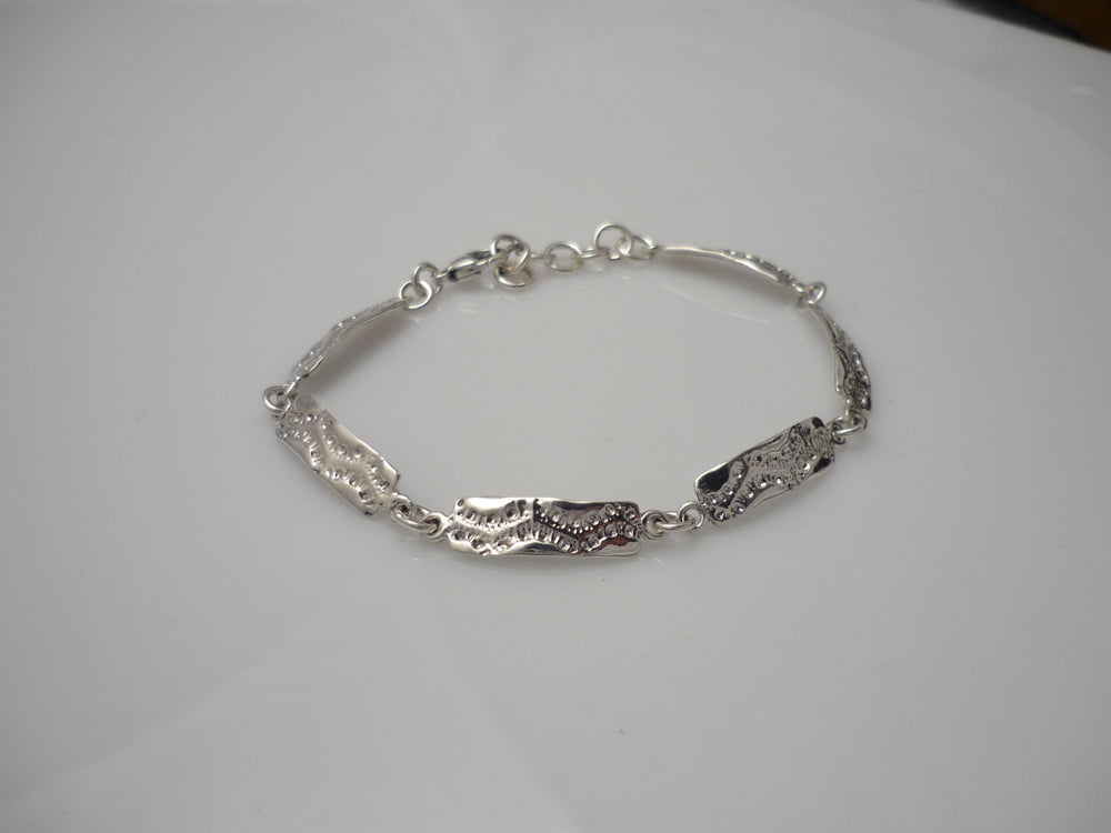 SEA LACE, Sterling Silver Bracelet with a original texture ​made from a sea urchin shell casting