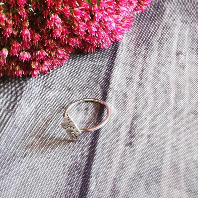 DIAMOND RING, minimalist sterling silver diamond-shape dainty ring