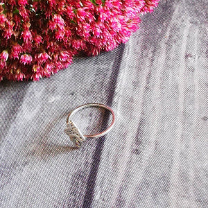 DIAMOND RING, minimalist sterling silver diamond-shape dainty ring