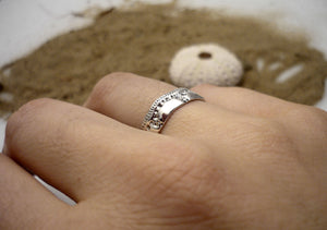 SEA LACE, sterling silver ring with a sea urchin shell imprint design