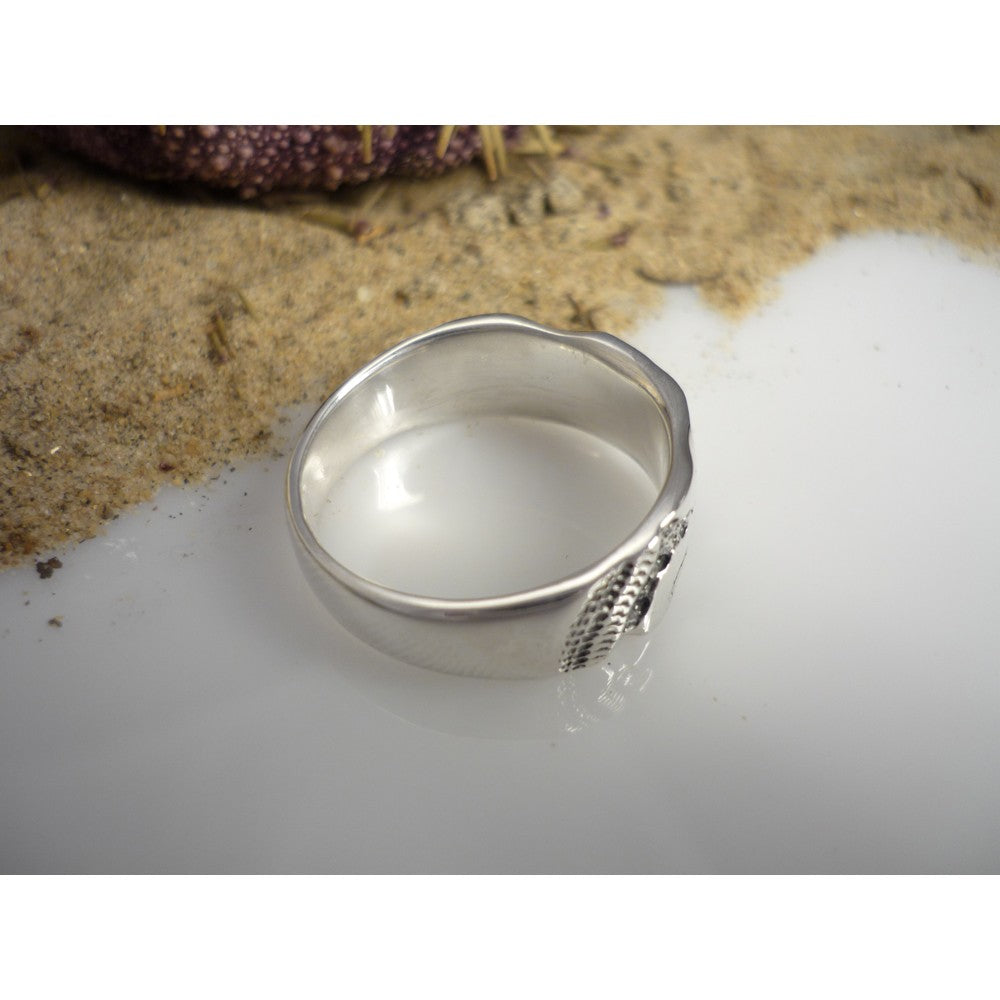 EKHINOS-F, sterling silver ring handmade in Canada inspired by a sea urchin shell