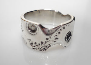 RUSTIC RING, wide sterling silver ring with a sea urchin shell imprint
