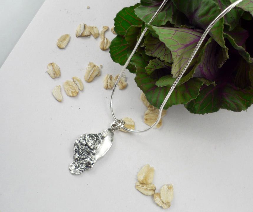 OATS, sterling silver pendant inspired by oatmeal