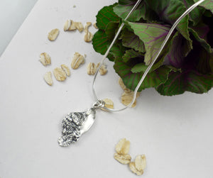 OATS, original handcrafted sterling silver pendant molded by oatmeal
