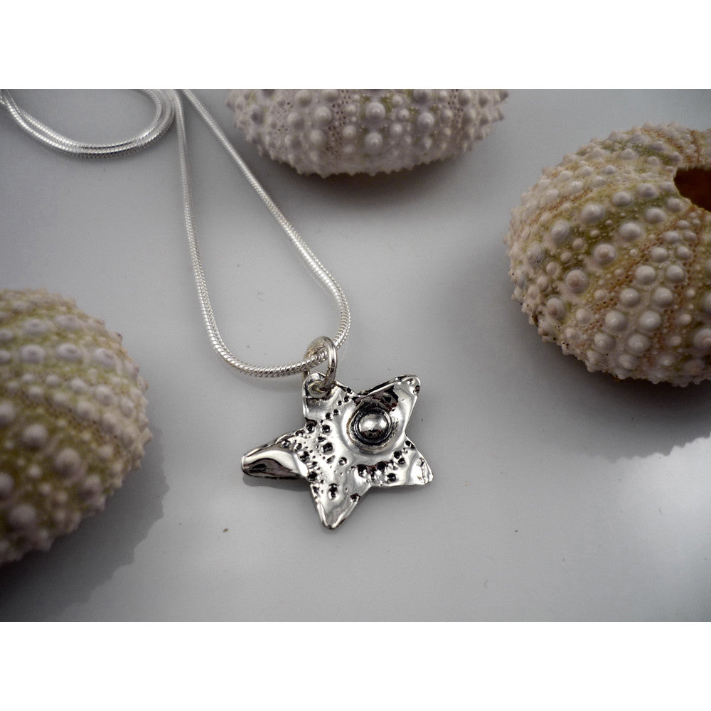 to each his stard-sterling silver original star pendant with sea urchin shell imprint